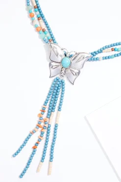 Cato Western Wood Butterfly Necklace Set><noscript><img width=