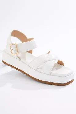 Cato White Croc Crossband Sandals> Sandals