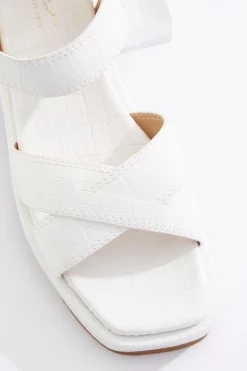 Cato White Croc Crossband Sandals> Sandals