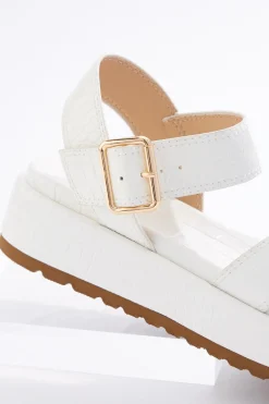Cato White Croc Crossband Sandals><noscript><img width=