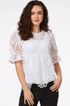 Cato White Crochet Top> Tops
