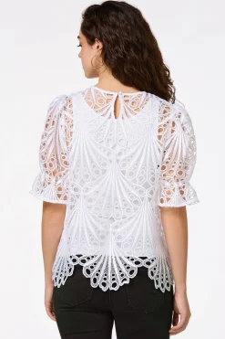 Cato White Crochet Top> Tops