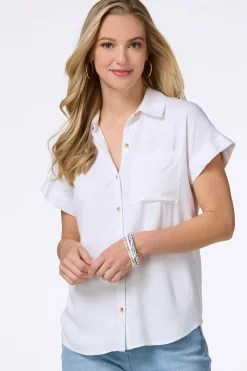 Cato White Cuffed Sleeve Shirt> Tops