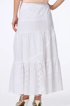 Cato White Eyelet Maxi Skirt> Skirts