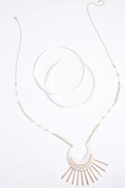 Cato White Thread Metal Tassel Long Necklace> Necklaces