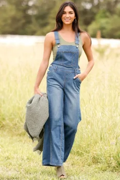Cato Wide Leg Denim Overalls> Jeans