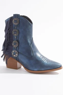 Cato Wide Width Blue Fringe Western Booties> Wide Width
