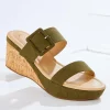 Cato Wide Width Buckle Band Cork Wedges> Wide Width