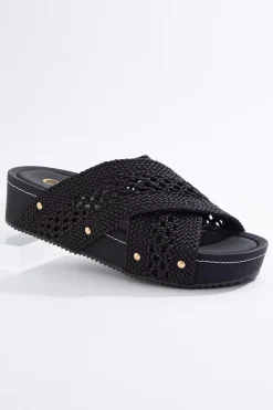 Cato Wide Width Fabric Crossband Wedge Sandals> Wide Width