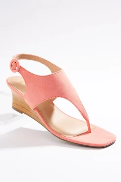 Cato Wide Width Faux Suede Thong Wedge Sandals> Wide Width