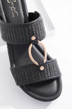 Cato Wide Width Raffia Two Band Wedges><noscript><img width=