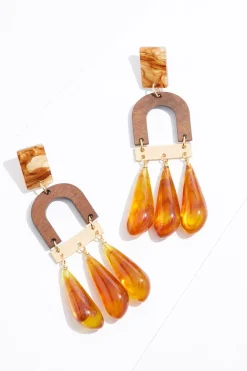 Cato Wood Arch Bead Tassel Earrings> Earrings