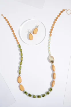 Cato Wood Beaded Long Necklace Set> Sets|Necklaces