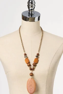 Cato Wood Brushed Pendant Long Necklace> Necklaces