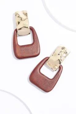 Cato Wood Clip- On Earrings> Earrings