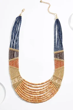 Cato Wood Color Bead Tribal Necklace> Necklaces
