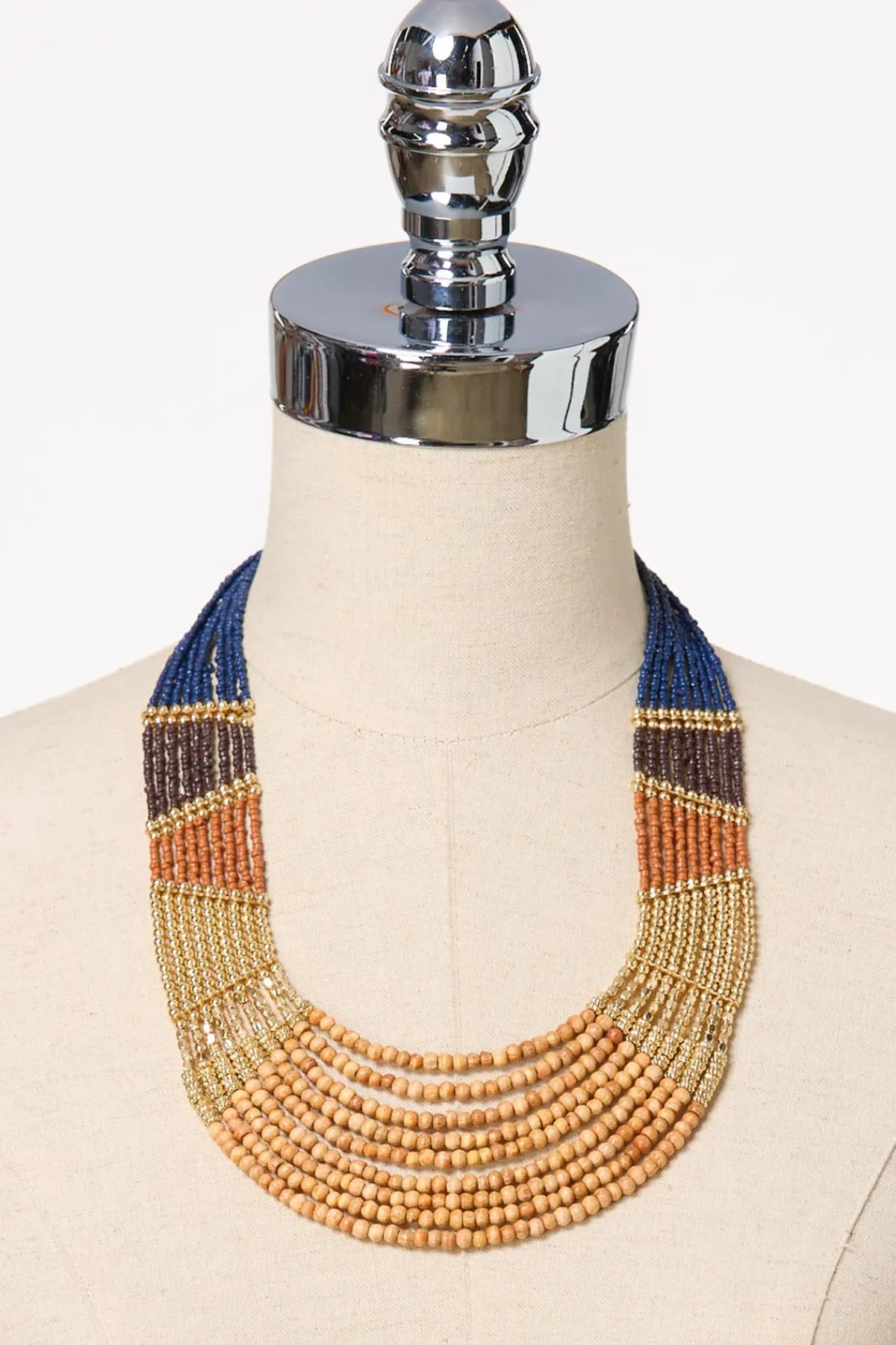 Cato Wood Color Bead Tribal Necklace> Necklaces