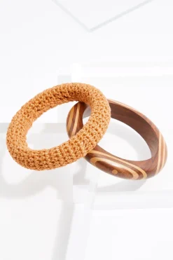 Cato Wood Crochet Bangle Set> Bracelets