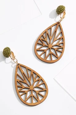 Cato Wood Cutout Clip- On Earrings> Earrings