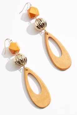 Cato Wood Cutout Oval Earrings> Earrings