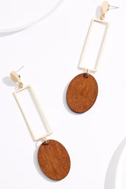 Cato Wood Cutout Rectangle Earrings> Earrings