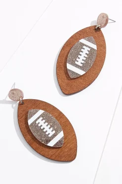 Cato Wood Football Earrings> Earrings