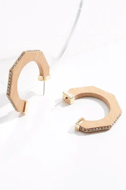 Cato Wood Geo Shape Hoop Earrings> Earrings