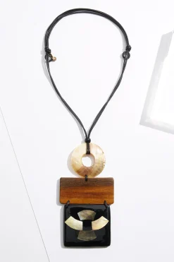 Cato Wood Geo Shell Pendant Necklace> Necklaces
