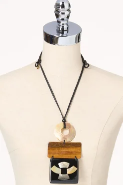 Cato Wood Geo Shell Pendant Necklace> Necklaces