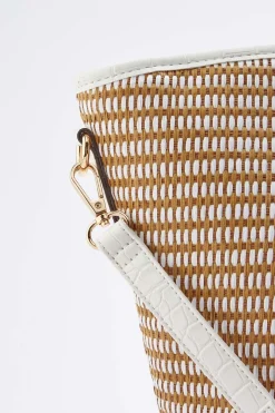 Cato Wood Handle Paneled Satchel><noscript><img width=