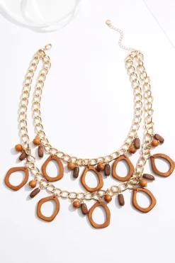 Cato Wood Link Layered Chain Necklace> Necklaces