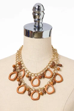 Cato Wood Link Layered Chain Necklace> Necklaces