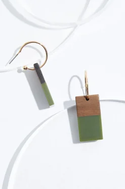 Cato Wood Lucite Rectangle Hoop Earrings> Earrings