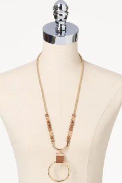 Cato Wood Metal Circle Pendant Necklace> Necklaces