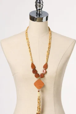 Cato Wood Multi Bead Tassel Necklace> Necklaces