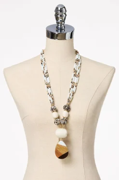 Cato Wood Pendant Thread Tribal Necklace> Necklaces