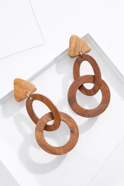Cato Wood Ring Dangle Earrings> Earrings