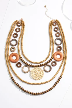 Cato Wood Ring Layered Long Necklace> Necklaces