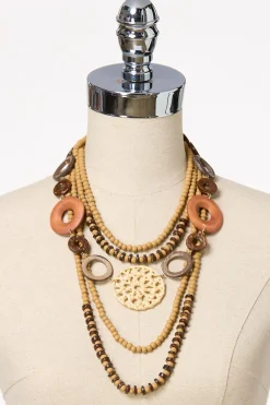 Cato Wood Ring Layered Long Necklace> Necklaces