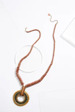 Cato Wood Rope Green Stone Pendant Necklace> Necklaces