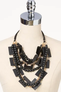 Cato Wood Statement Layered Short Necklace> Necklaces