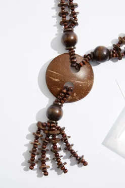 Cato Wood Statement Long Layered Necklace><noscript><img width=