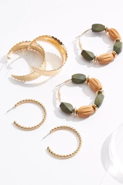 Cato Wood Statement Multi Earring Set> Earrings
