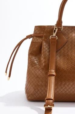 Cato Woven Effect Cinched Satchel> Handbags