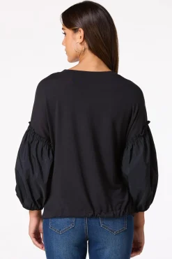 Cato Woven Sleeve French Terry Top> Tops