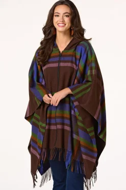 Cato Zip Plaid Hooded Poncho><noscript><img width=
